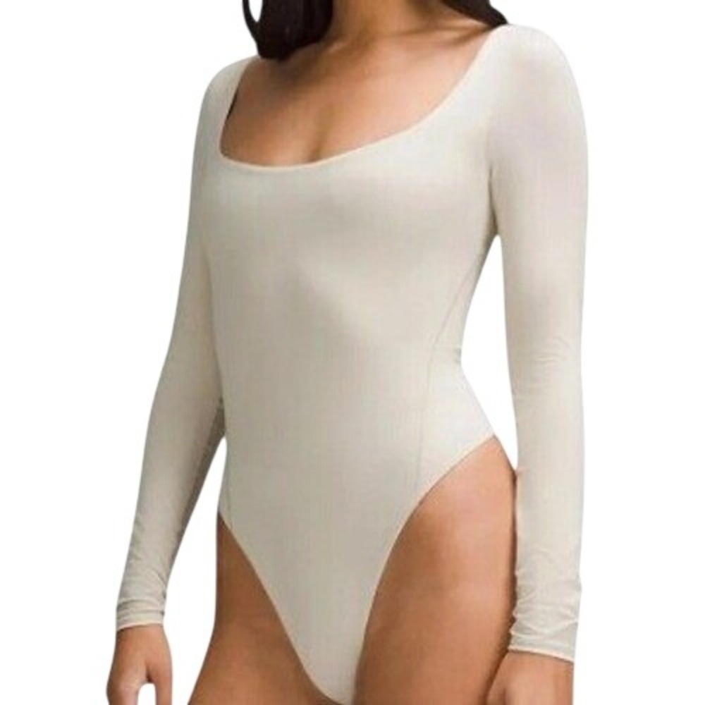 NEW Lululemon Nulu Square-Neck Long-Sleeve Bodysuit Bone XL